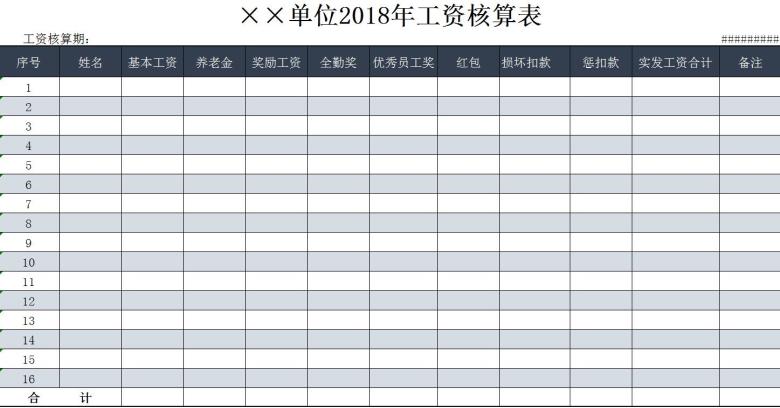 工资核算表