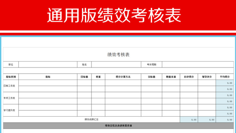 通用版绩效考核表模板