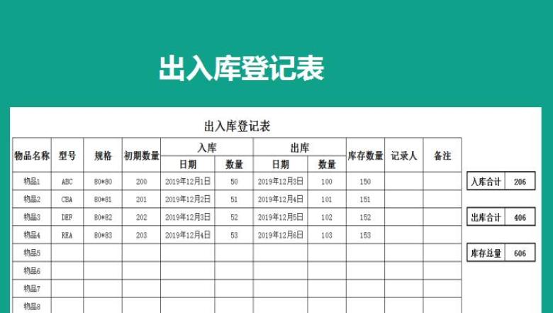 出入库登记表