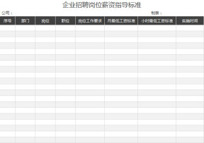 企业招聘岗位薪资指导标准