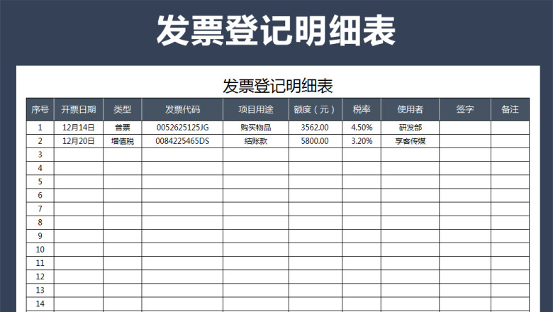发票登记明细表