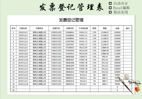 发票登记表(金额自动计算)