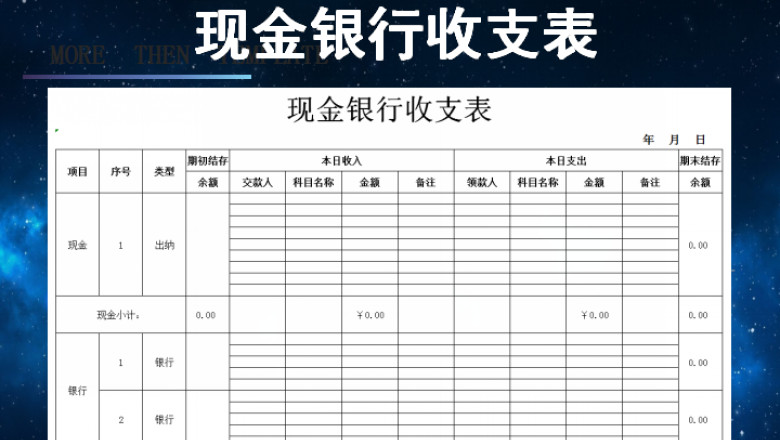 现金银行收支表