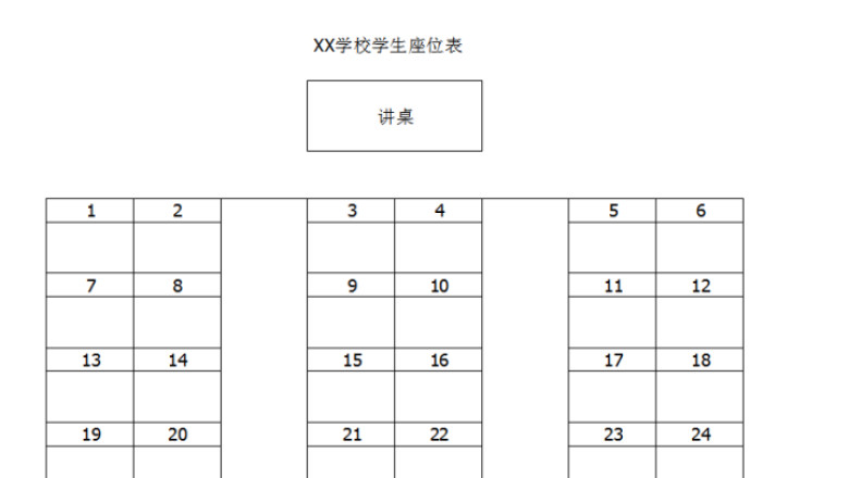XX学校学生座位表