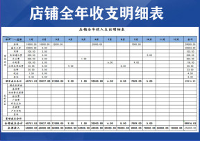 2019店铺全年收支表