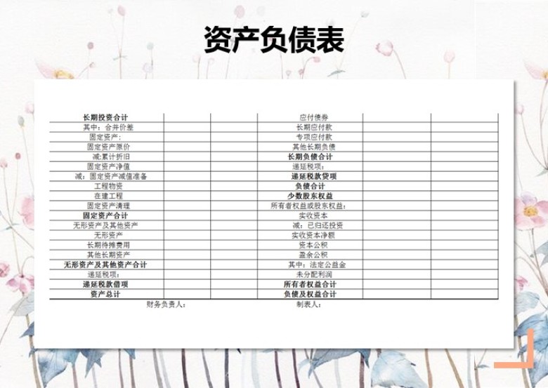 资产负债表