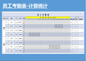 员工考勤表-计算统计