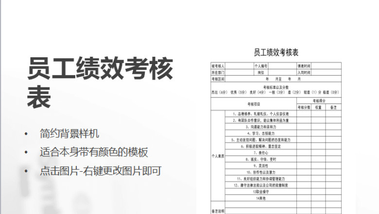 员工绩效考核表