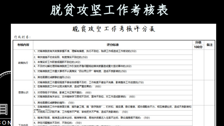 脱贫攻坚工作考核评分表
