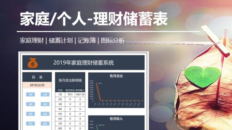 2019年全年家庭理财储蓄系统
