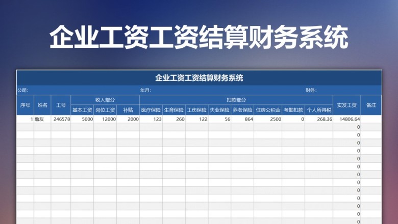 企业工资工资结算财务系统