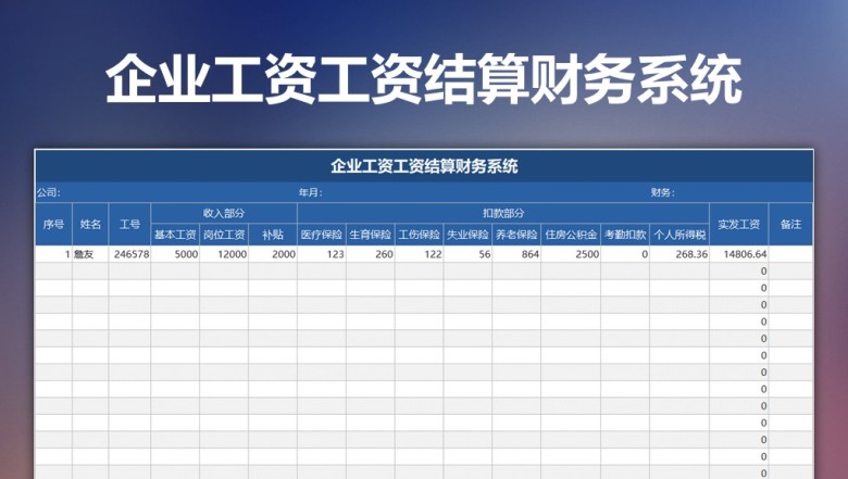 企业工资工资结算财务系统