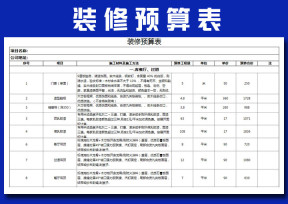 装修预算表模版
