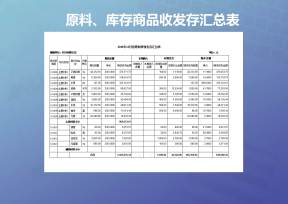 原料 库存商品收发存汇总表