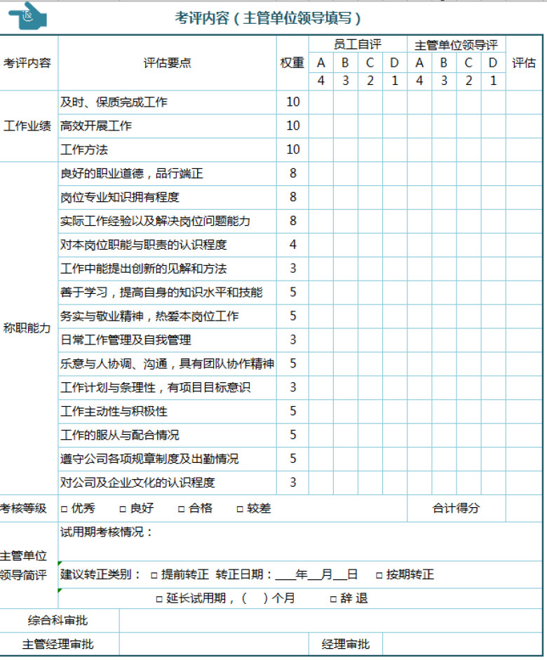 行政人事管理系统-入职登记-考核评价