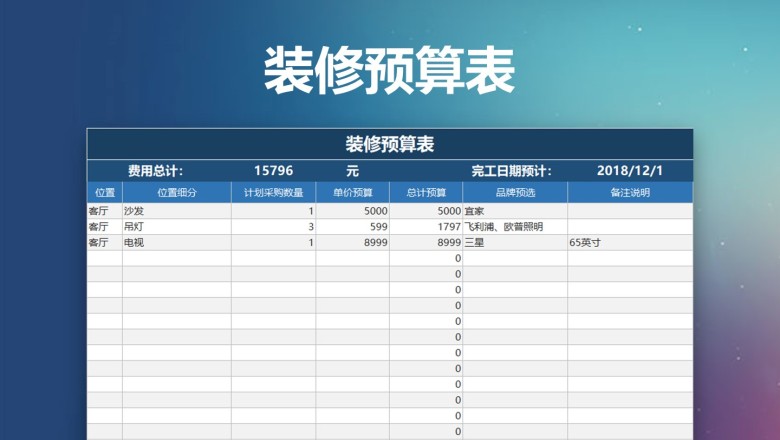 装修预算表