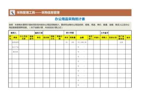 办公用品采购统计表