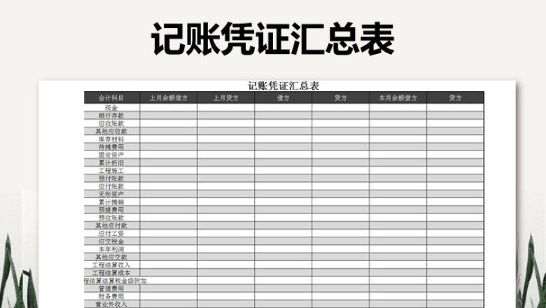 记账凭证汇总表