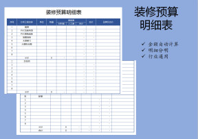 装修预算明细表（金额自动计算）