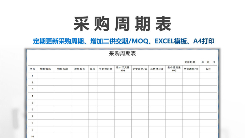物料采购周期表