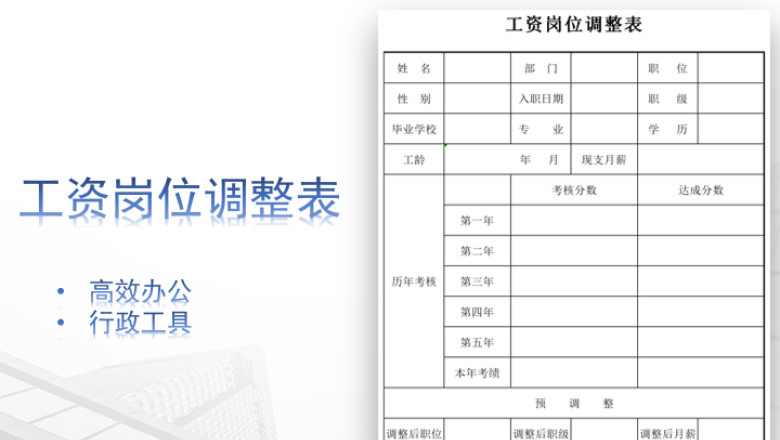 工资岗位调整表