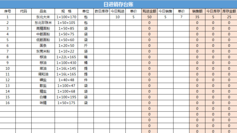 日进销存台账