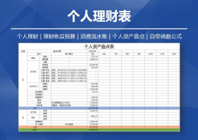 个人理财表（资产盘点+理财+流水账）