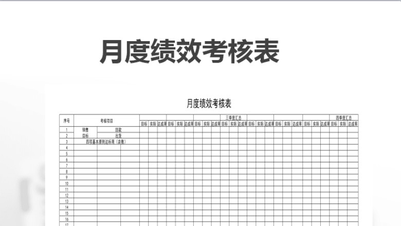 月度绩效考核表
