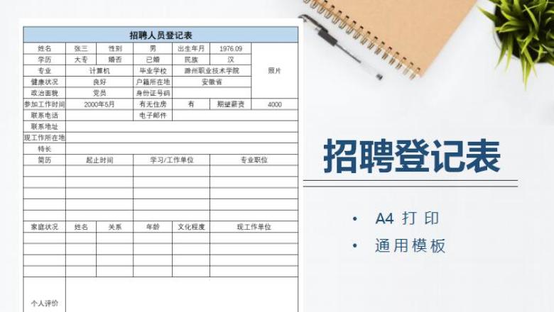 招聘人员登记表