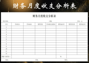 财务月度收支分析表