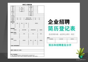企业招聘员入职简历登记表（含选项框）