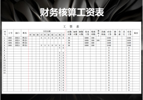 财务核算工资表