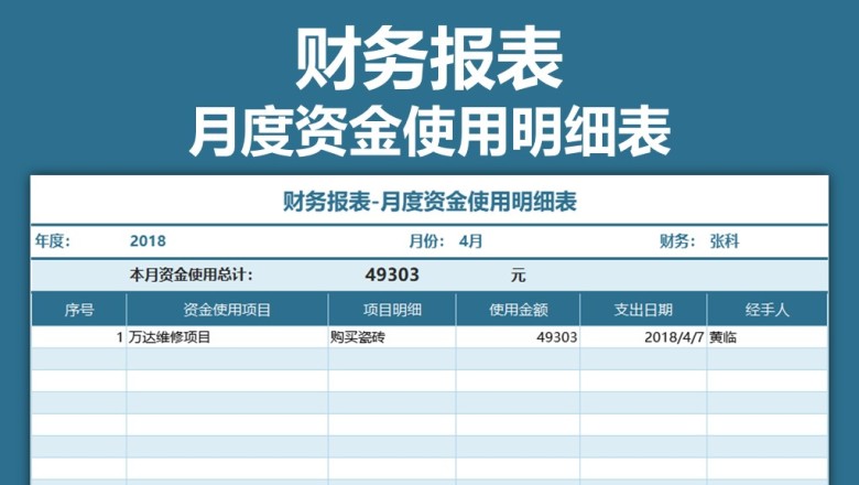 财务报表-月度资金使用明细表
