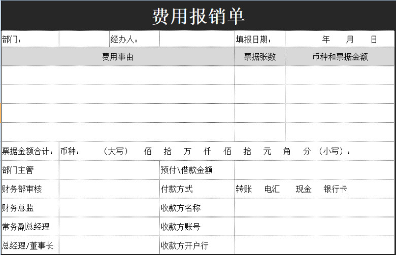 xx公司费用报销单