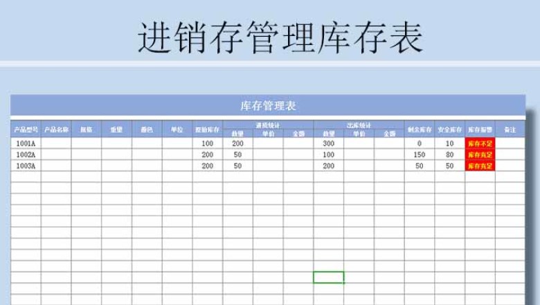 进销存管理库存表