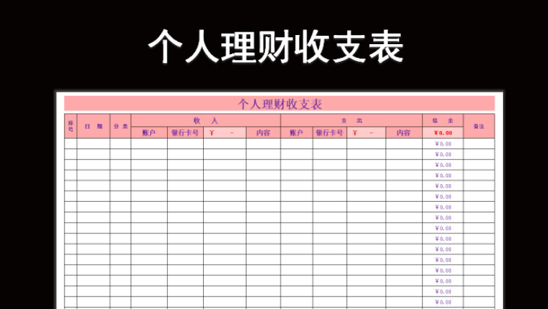 个人理财收支表