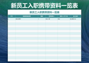 新员工入职携带资料一览表