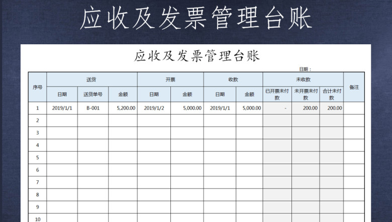 应收及发票管理台账-应收应付管理