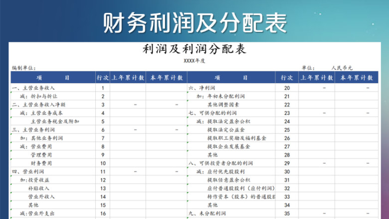 财务利润分配表