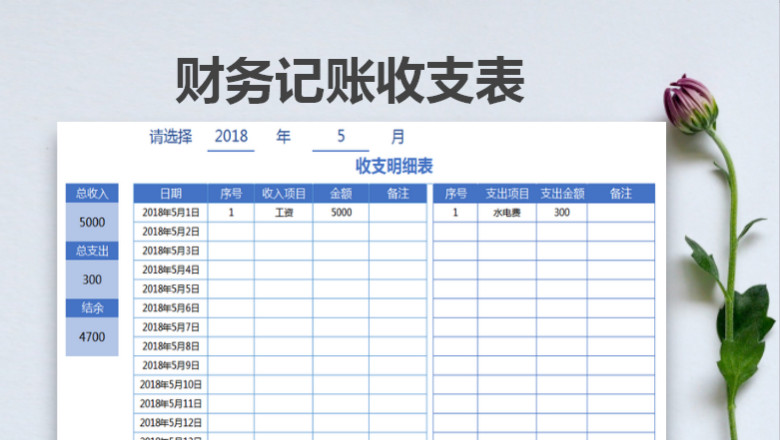财务记账收支表