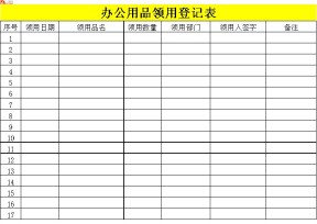 办公用品领用登记表