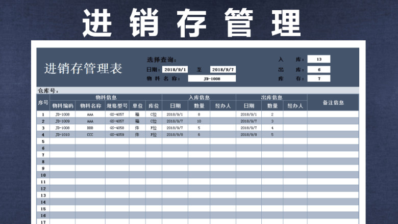 进销存明细表（可查询）
