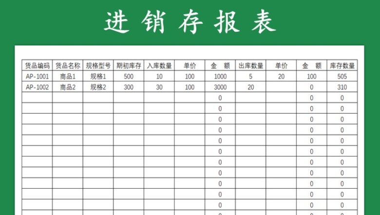 进销存报表-自动计算