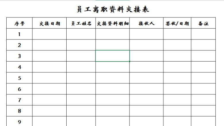 【劳动合同类】员工离职资料交接表