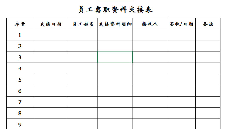 【劳动合同类】员工离职资料交接表