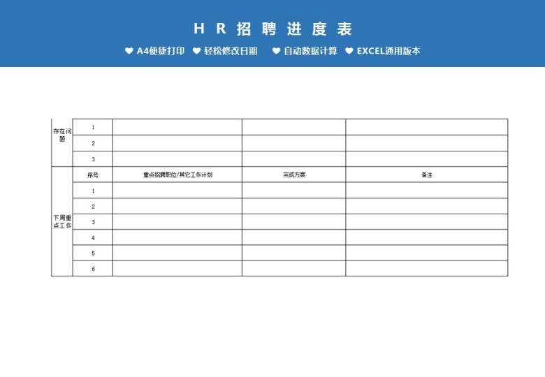 HR招聘进度报表Excel模板