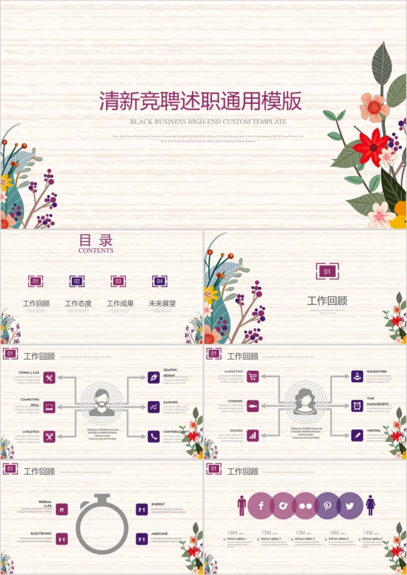 清新竞聘述职ppt模板