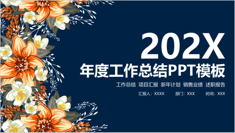 小清新简约手绘油画风年中工作总结计划汇报ppt