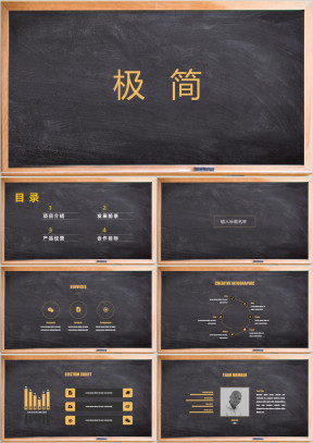 极简商务通用黑板风格ppt模板