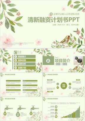 小清新商务融资创业计划书ppt